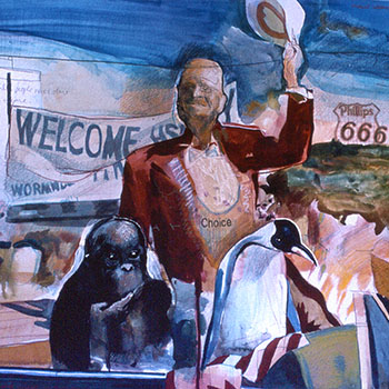 A Bad and Unsafe Democracy mixed media drawing